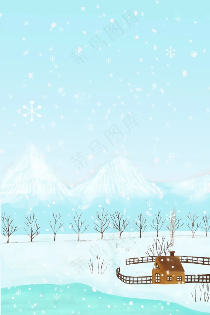 清新文艺雪国的思恋唯美诗意(3545*5315px 	      )psd模版下载