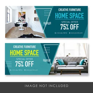 旗帜banner创意家具蓝色集合模板