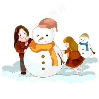 二十四节气之立冬堆雪人PNG素材