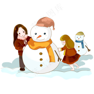 二十四节气之立冬堆雪人PNG素材