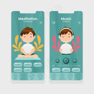冥想应用程序屏幕集合