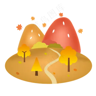 手绘风格秋季场景元素