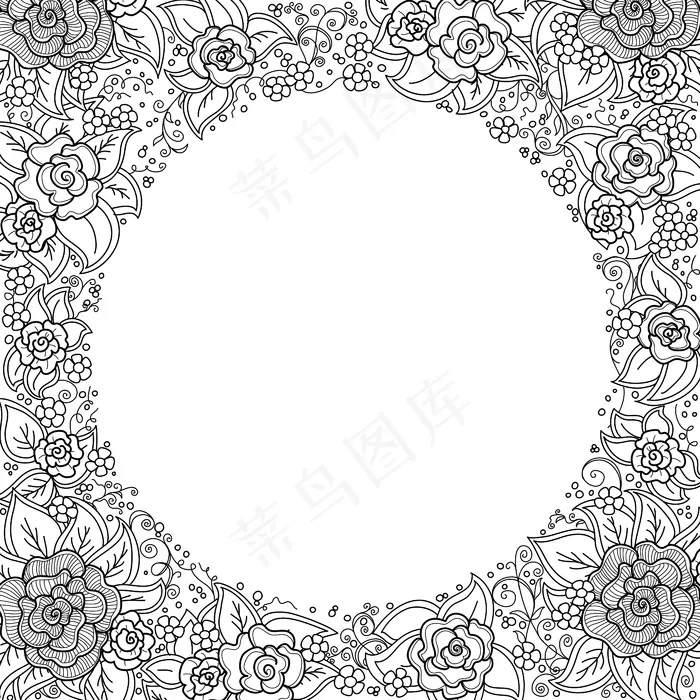 矢量黑白花图案的螺旋，漩涡，涂鸦eps,ai矢量模版下载