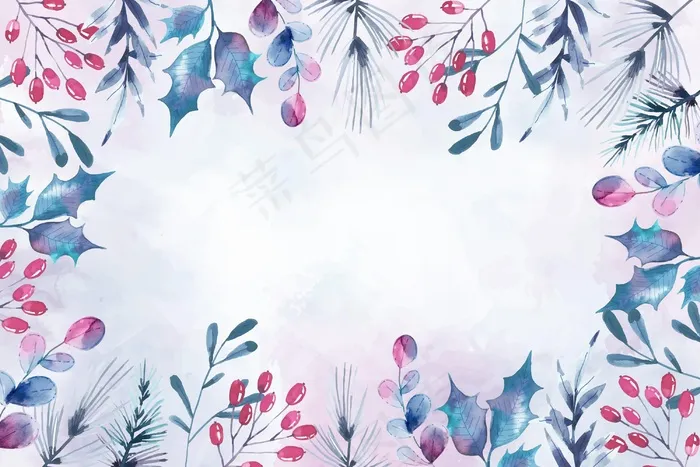 水彩画圣诞快乐墙纸概念eps,ai矢量模版下载