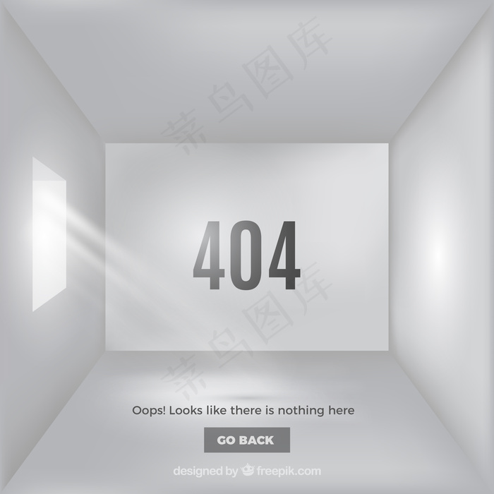 404错误web模板，带白色和空房间eps,ai矢量模版下载