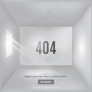 404错误web模板,带白色和空房间 404错误web模板,带白色和空房间