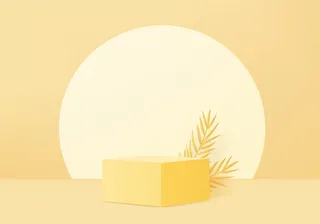 3d背景产品展示黄叶几何平台的讲台场景