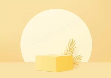 3d背景产品展示黄叶几何平台的讲台场景 3d背景产品展示黄叶几何平台的讲台场景