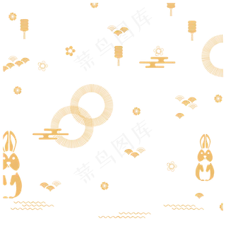 金色中秋兔子云花漂浮纹理