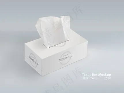 浅灰色背景的面巾纸盒