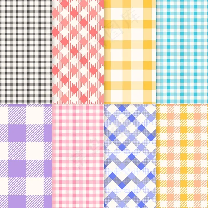 粉彩方格图案系列eps,ai矢量模版下载