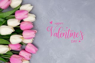 用郁金香制作的精美构图情人节模板
