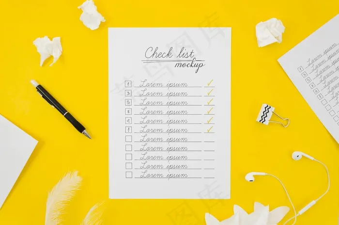 日常文具实物模型样机检查表psd模版下载