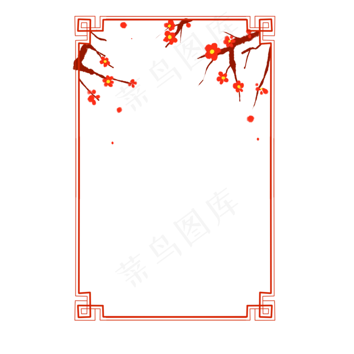 梅花花枝中国风边框(2000X2000(DPI:299))psd模版下载