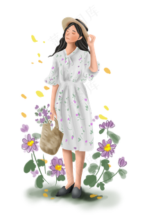 立秋秋天千头菊和女孩