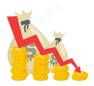 黄色美元货币钱袋子折旧下降元素