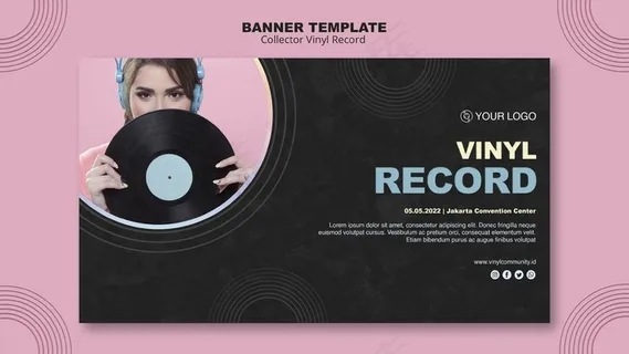 乙烯基唱片横幅banner模板