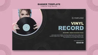 乙烯基唱片横幅banner模板