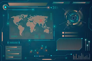 雷达屏幕。技术背景。抬头显示器。