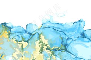 蓝、绿、金抽象石质大理石纹理采用醇墨技法搭配闪光。