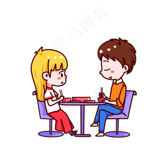 情人节男生女生吃午餐