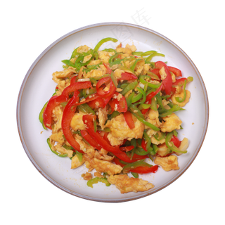 一大盘尖椒鸡蛋美食实拍