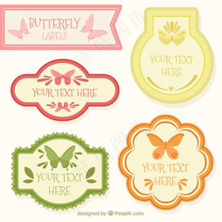 蝴蝶包装复古标签