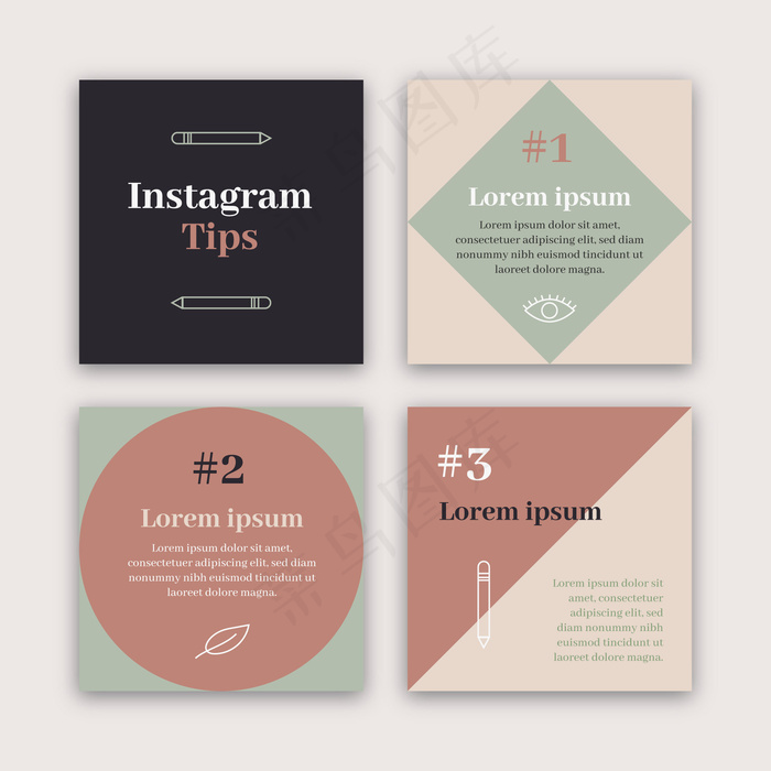 Instagram tips帖子集eps,ai矢量模版下载