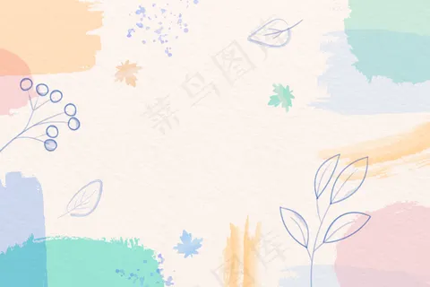 冬季背景与粉彩画笔和树叶 冬季背景与粉彩画笔和树叶