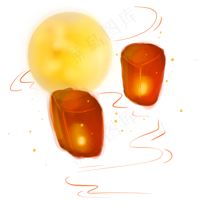 七夕情人红色孔明灯中国风中秋