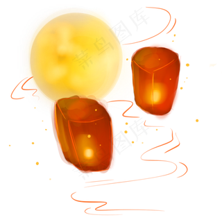 七夕情人红色孔明灯中国风中秋