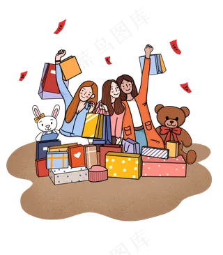 双十一购物的女生