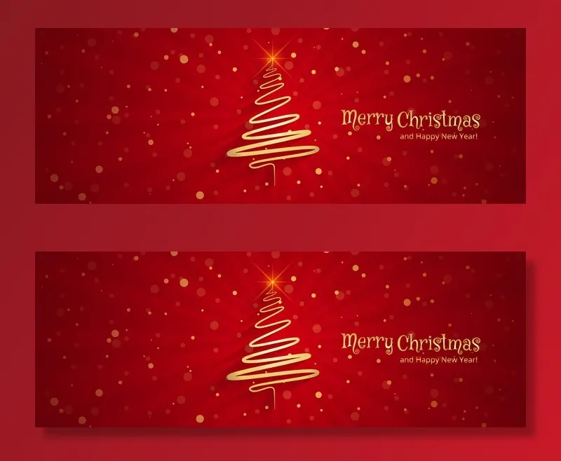 美丽的快乐圣诞树横幅banner模板设计eps,ai矢量模版下载