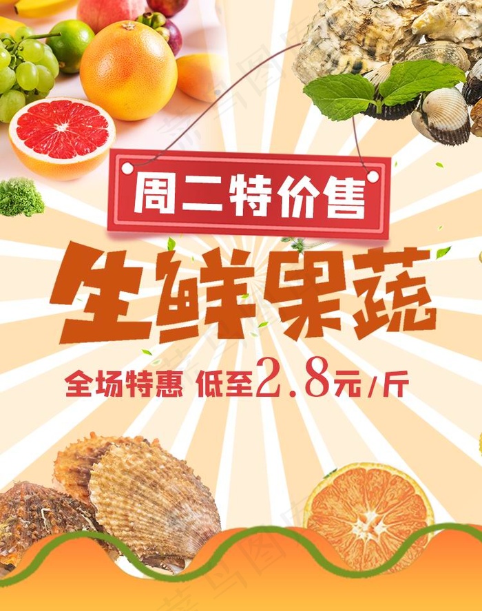 美味水果海报psd模版下载