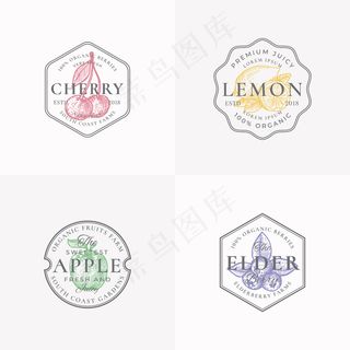 水果和浆果徽章或标志模板。