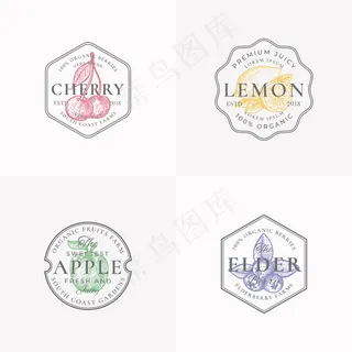 水果和浆果徽章或标志模板。