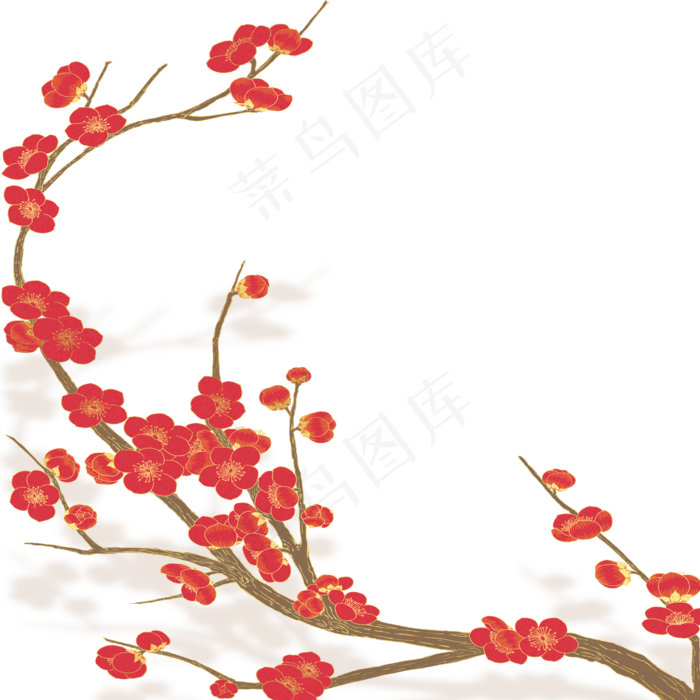 红色腊梅(2000X2000(DPI:300))psd模版下载