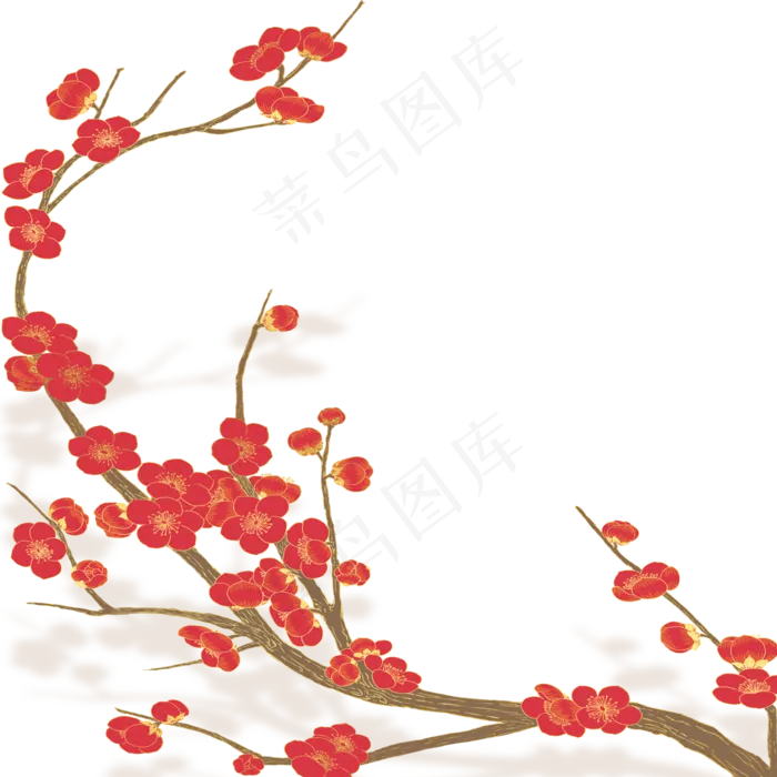 红色腊梅(2000X2000(DPI:300))psd模版下载