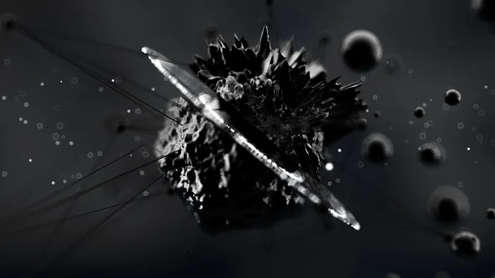 奇妙，抽象，黑色，太空背景。3d渲染。