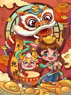 牛年插画 牛年海报 新春海报 牛年插画 牛年海报 新春海报