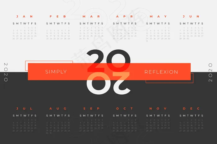 摘要2020日历模板eps,ai矢量模版下载