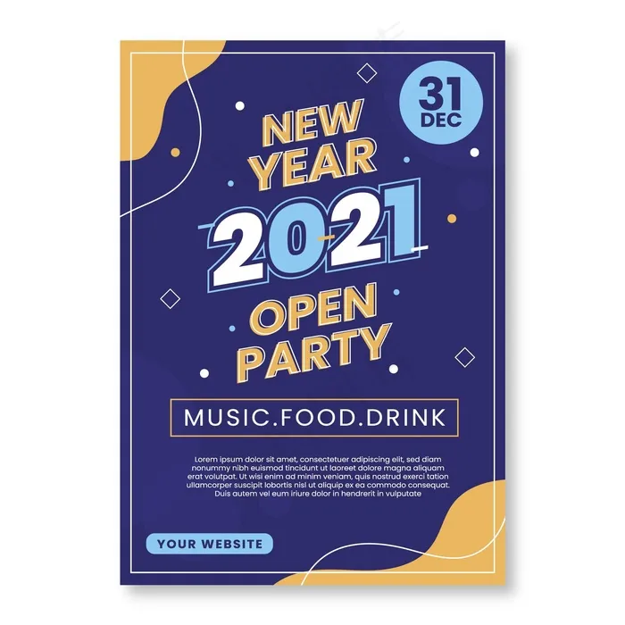 平面2021新年派对宣传单,DM传单/海报模板eps,ai矢量模版下载