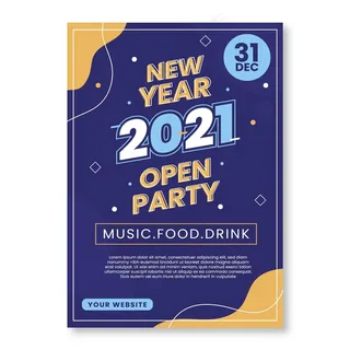 平面2021新年派对宣传单,DM传单/海报模板