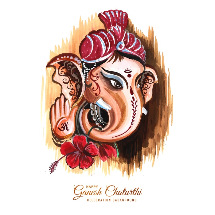 现代艺术快乐 Ganesh chaturthi 节日贺卡背景eps,ai矢量模版下载
