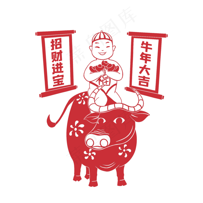 2021牛年年画(2000X2000(DPI:300))psd模版下载