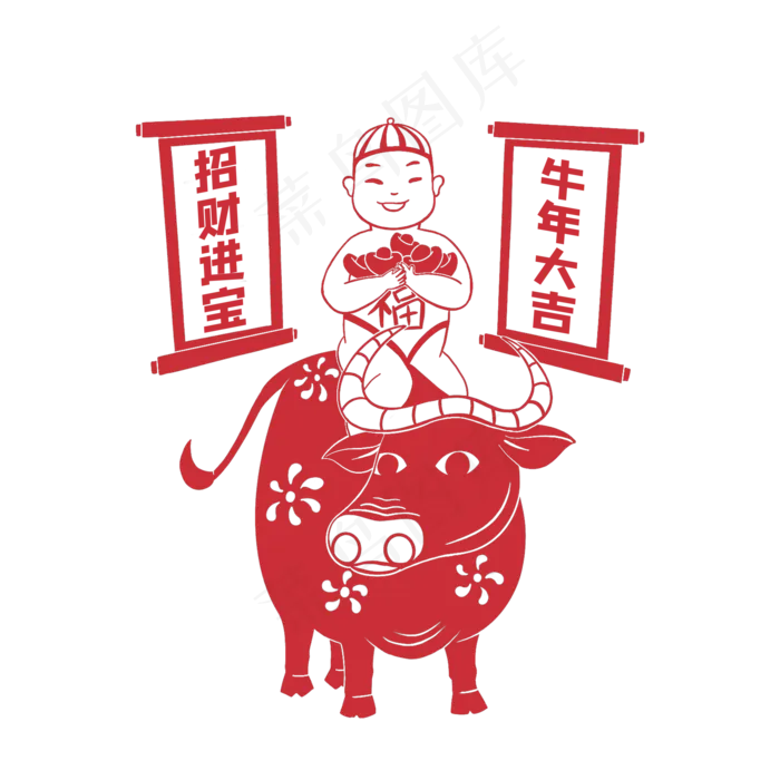 2021牛年年画(2000X2000(DPI:300))psd模版下载