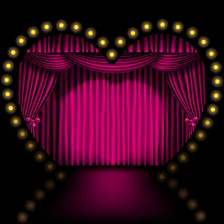 心形舞台，带粉色窗帘和灯光