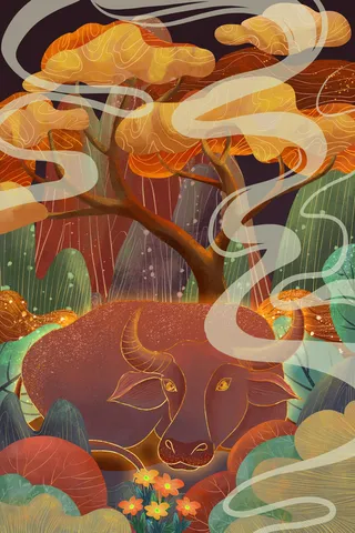 牛年国潮风图腾花纹