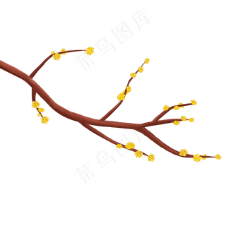 手绘腊梅插图花卉冬季元素