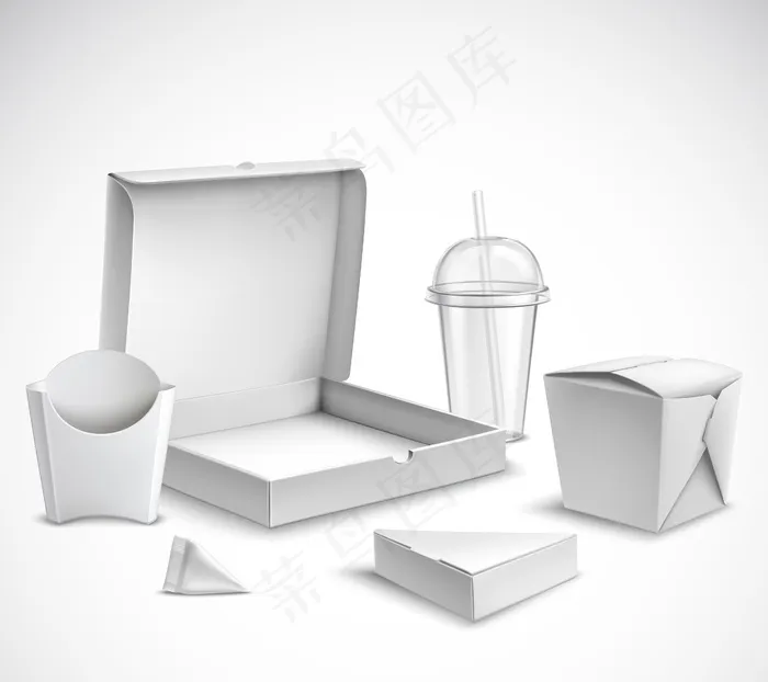 快餐包装写实集eps,ai矢量模版下载